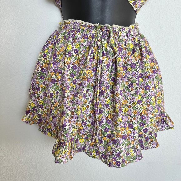 Free People Floral Ellia Two Piece Set Top and Ruffle Skirt Purple Combo Small - Picture 4 of 13